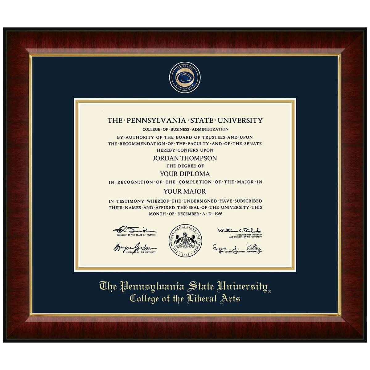 #113 College of the Liberal Arts diploma frame Masterpiece Medallion in Murano (Cherry)